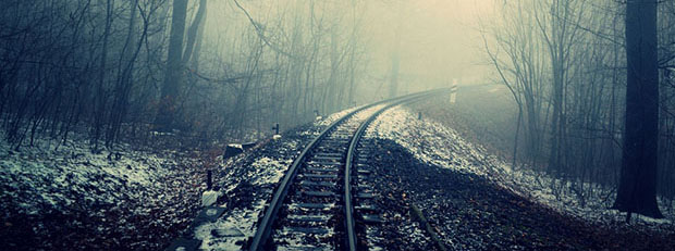 snowy train track