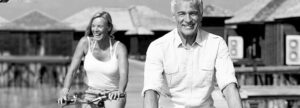 Couple riding a bicycle