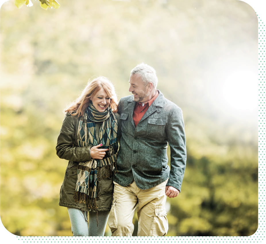 Couple walking outside