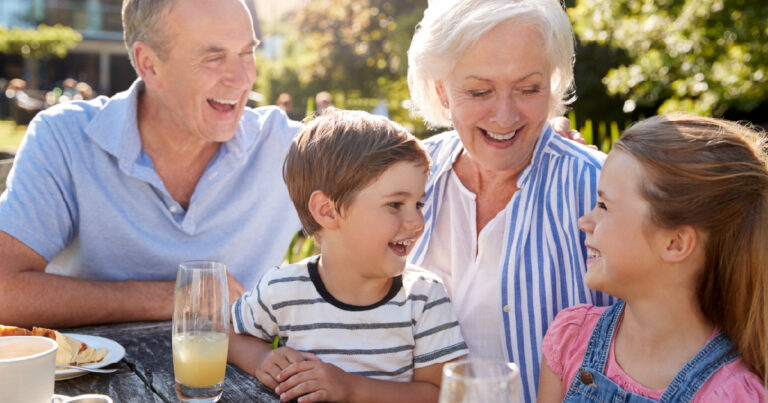 Grandparents enjoying the weather with their grandchildren